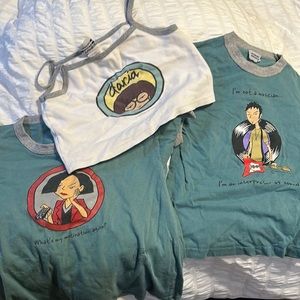 Set of three vintage mtv Daria shirts officially licensed from late 90s